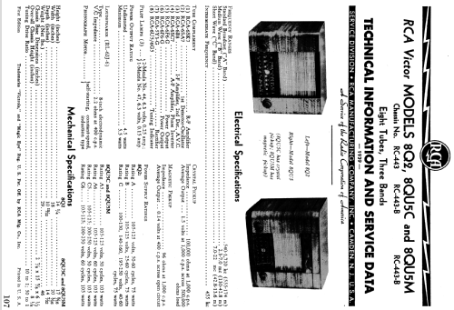 8QU5C Ch= RC-443B; RCA RCA Victor Co. (ID = 980970) Radio