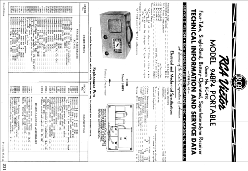 94BP4R Ch= RC-410; RCA RCA Victor Co. (ID = 976960) Radio