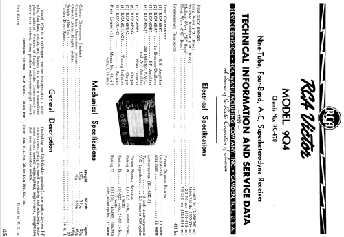 9Q4 Ch= RC-478; RCA RCA Victor Co. (ID = 978886) Radio