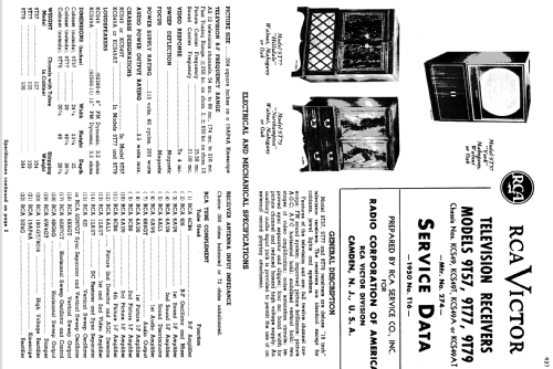 9T77 'Hillsdale' Ch= KCS49A; RCA RCA Victor Co. (ID = 1396014) Télévision