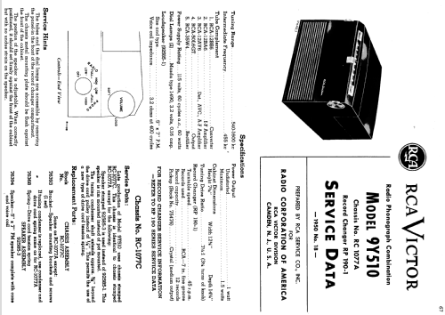 9Y510 Ch= RC-1077A; RCA RCA Victor Co. (ID = 1378176) Radio