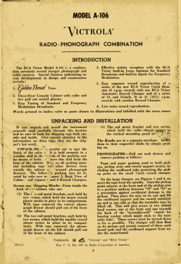 A106 Ch= RC-622; RCA RCA Victor Co. (ID = 2805544) Radio