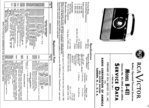 B-411 Ch= RC-1098; RCA RCA Victor Co. (ID = 1374740) Radio