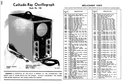 Cathode Ray Oscillograph 158 ; RCA RCA Victor Co. (ID = 990067) Equipment