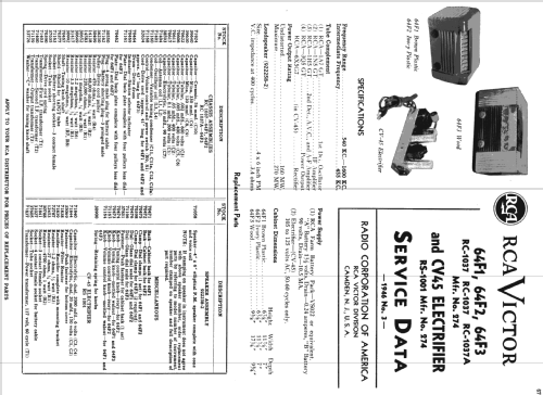 CV-45 Electrifier Ch= RS-1001; RCA RCA Victor Co. (ID = 1107323) Power-S