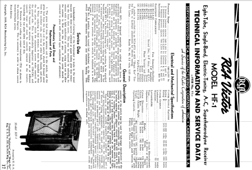 HF-1 ; RCA RCA Victor Co. (ID = 975326) Radio