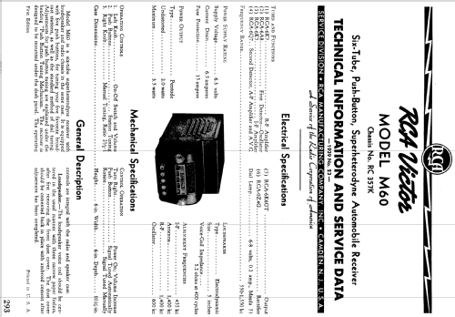 M60 Ch= RC357K; RCA RCA Victor Co. (ID = 986586) Car Radio