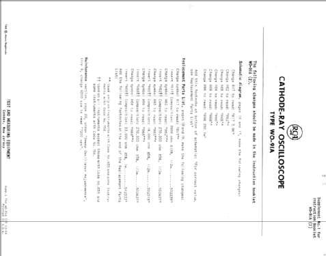 Oscilloscope WO-91A; RCA RCA Victor Co. (ID = 2542301) Equipment