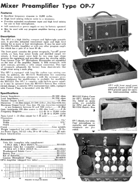 Portable Mixer OP-7 MI-11213; RCA RCA Victor Co. (ID = 2950274) Ampl/Mixer