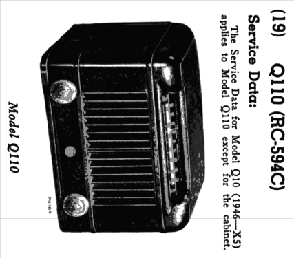 Q110 Ch= RC-594C; RCA RCA Victor Co. (ID = 1116008) Radio