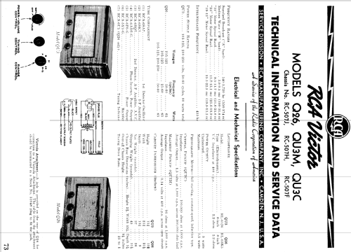 QU3C Ch= RC-507F; RCA RCA Victor Co. (ID = 1047685) Radio