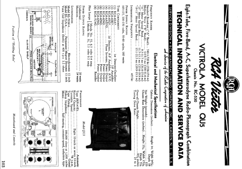 QU5 Ch= RC-530; RCA RCA Victor Co. (ID = 1048452) Radio