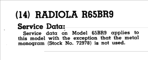 R65BR9 Ch= RC-1045; RCA RCA Victor Co. (ID = 1115679) Radio