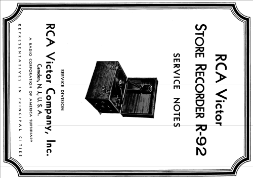 R-92 Store Recorder; RCA RCA Victor Co. (ID = 942657) R-Player