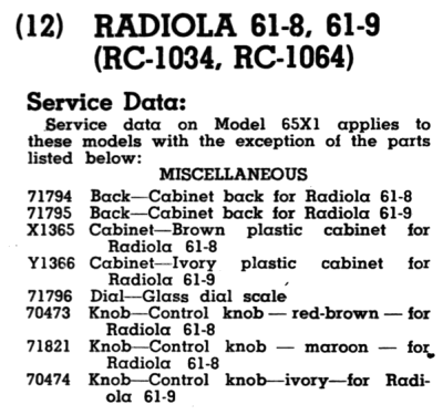 Radiola 61-9 Ch= RC-1034; RCA RCA Victor Co. (ID = 1115537) Radio