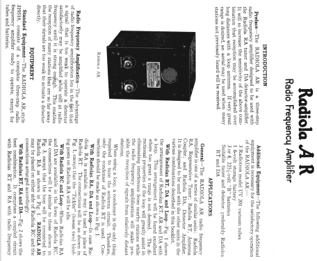 Radiola AR Preamp; RCA RCA Victor Co. (ID = 1027624) Ampl. RF