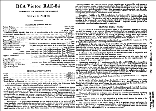 RAE84 ; RCA RCA Victor Co. (ID = 920134) Radio