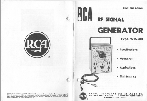 RF Signal Generator WR-50-B; RCA RCA Victor Co. (ID = 2761951) Equipment