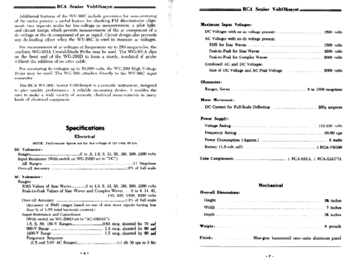 Senior VoltOhmyst WV-98C; RCA RCA Victor Co. (ID = 138249) Equipment