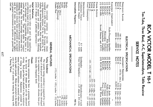 T10-1 ; RCA RCA Victor Co. (ID = 922659) Radio