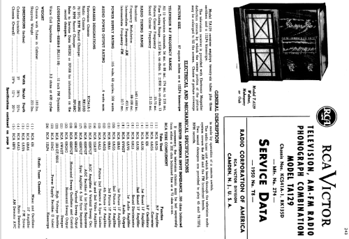 TA129 Ch= KCS41A-1 & Ch= RK135D; RCA RCA Victor Co. (ID = 1393653) TV Radio
