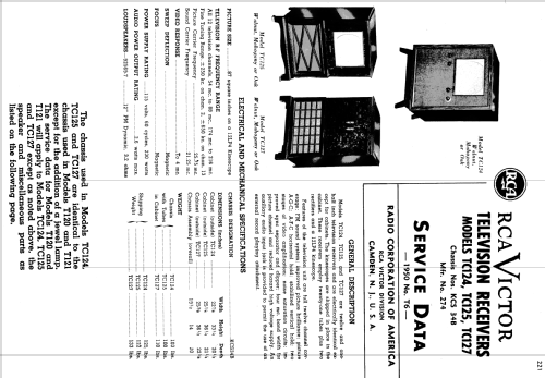 TC-125 Ch= KCS34C; RCA RCA Victor Co. (ID = 1386901) Televisión