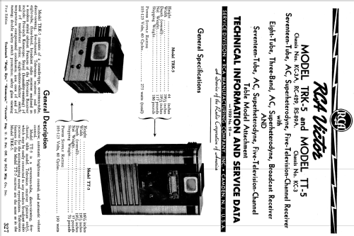 TRK-5 Ch= KC-3A, RC-429, RS- 89A; RCA RCA Victor Co. (ID = 978118) TV Radio