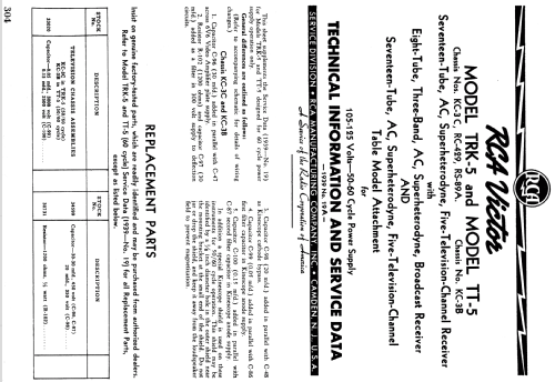 TT-5 Ch= KC-3; RCA RCA Victor Co. (ID = 986595) Television