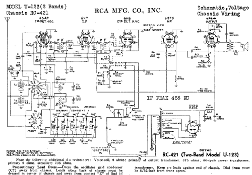 U123 Ch= RC-421; RCA RCA Victor Co. (ID = 942590) Radio