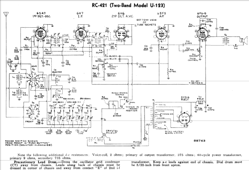 U123 Ch= RC-421; RCA RCA Victor Co. (ID = 983166) Radio