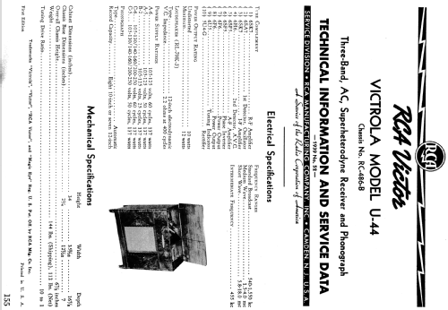 U44 Ch= RC-486B; RCA RCA Victor Co. (ID = 983206) Radio