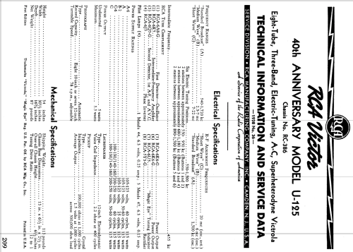 U-125 RC-386; RCA RCA Victor Co. (ID = 976865) Radio