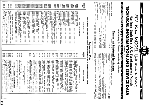 U-8W Victrola Ch= RC-404A; RCA RCA Victor Co. (ID = 980988) Radio
