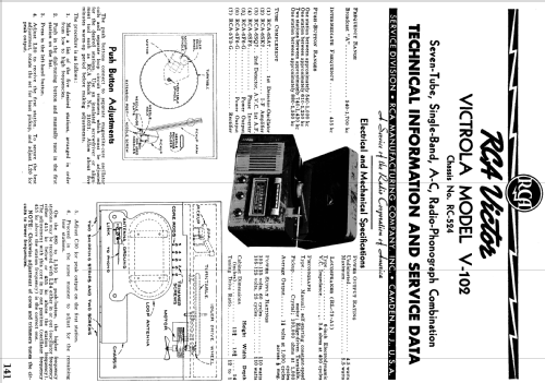 V102 Ch= RC-524; RCA RCA Victor Co. (ID = 1048497) Radio