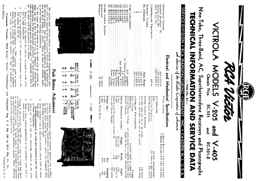 V-205 Ch= RC-521; RCA RCA Victor Co. (ID = 685091) Radio