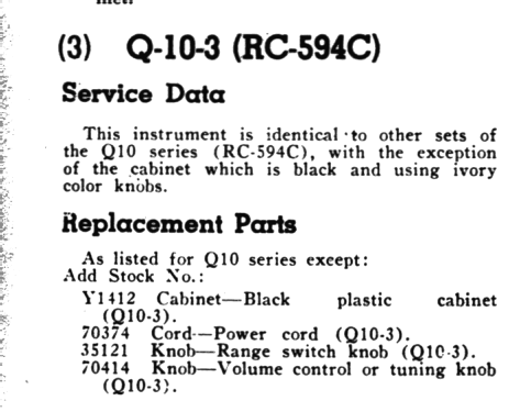 Victor Q10-3 Ch= RC-594C; RCA RCA Victor Co. (ID = 1110965) Radio