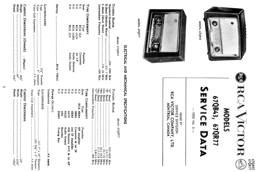 67QR77 ; RCA Victor (ID = 2090195) Radio