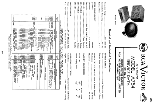 A754 ; RCA Victor (ID = 2232373) Car Radio