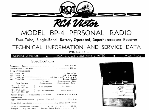 BP-4 ; RCA Victor (ID = 483866) Radio