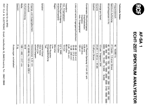 Echt-Zeit Spektrum Analysator AF-SA 1; RCF; Reggio Emilia (ID = 1785411) Equipment