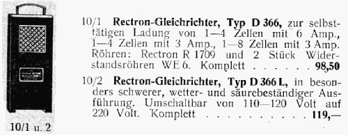 Gleichrichter Typ D366; Rectron GmbH; Berlin (ID = 2880060) Strom-V