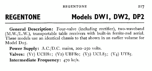 DW1; Regentone Products / (ID = 563696) Radio