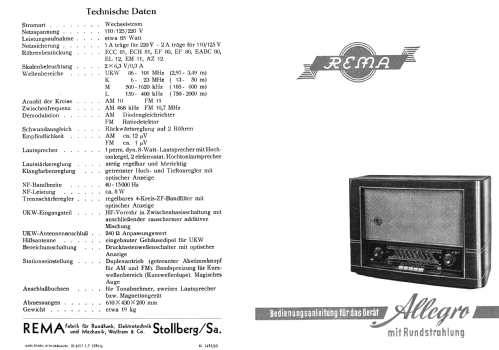 Allegro ; REMA, Fabrik für (ID = 1975045) Radio