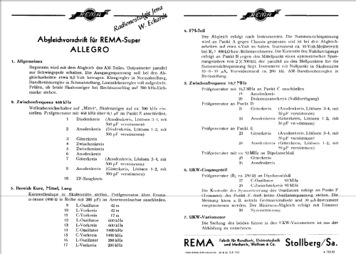 Allegro ; REMA, Fabrik für (ID = 436840) Radio