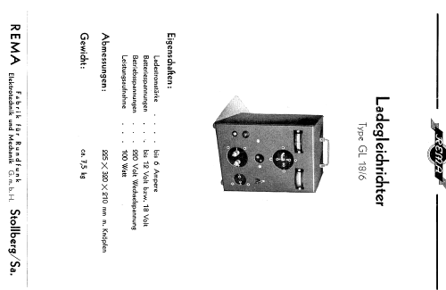Ladegleichrichter GL18/6; REMA, Fabrik für (ID = 1977711) Ausrüstung