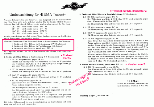 Trabant 19KBN; REMA, Fabrik für (ID = 511191) Radio