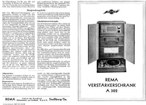 Verstärkerschrank A302; REMA, Fabrik für (ID = 1978334) Radio