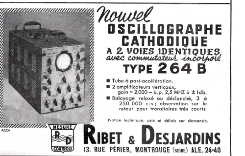 Oscillographe Cathodique 264B; Ribet et Desjardins (ID = 1321270) Equipment