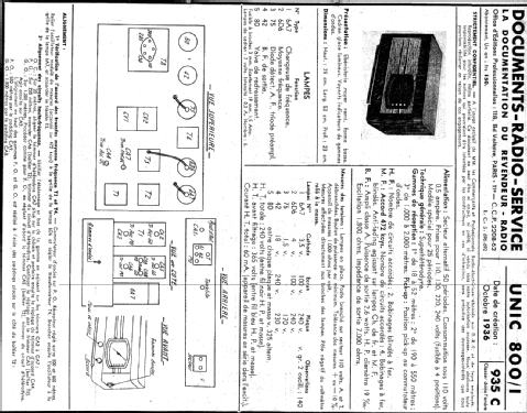 800/1; Unic-Radio - voir (ID = 234493) Radio