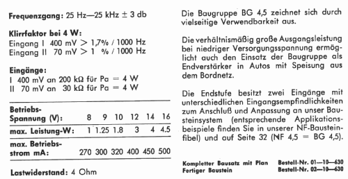 4,5 W Endverstärkerbaustein BG 4,5; RIM bzw. Radio-RIM; (ID = 1705277) Ampl/Mixer